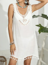 Tassel Scoop Neck Wide Strap Cover-Up Swimwear Cover-Ups