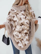 Furry Contrast Three-Quarter Poncho Woman Outerwear