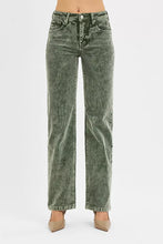 Olive green corduroy pants with risen tummy control mid rise and straight leg fit for versatile wear