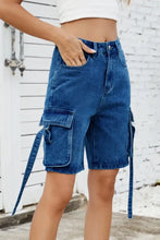 Washed Cargo Denim Shorts Denim Shorts
