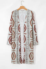 Geometric Open Front Long Sleeve Cover Up Woman Outerwear