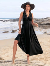 Surplice Sleeveless Ruched Midi Dress Casual Dresses