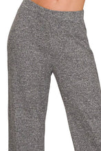 Gray heathered flare pants from zenana with soft elastic waisted design made of stretchy lounge fabric