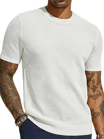 Men's Full Size Round Neck Short Sleeve T-Shirt Plus Size White