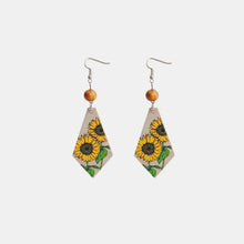 Floral Wooden Teardrop Earrings Gold One Size