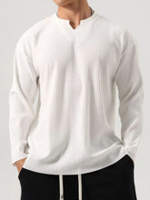Men's Plus Size Notched Long Sleeve Top