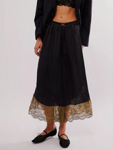 Lace Detail Wide Leg Pants Black