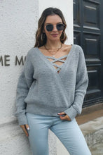 Crisscross Surplice Neck Long Sleeve Sweater Sweater Pullovers