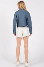 bytos Button Down Cropped Denim Jacket with Patch Pockets Woman Outerwear