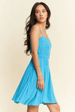 Davi & Dani Smocking Bodice Sleeveless Button Down Mini Dress