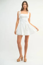 MABLE Shoulder Tie Corset Panel Mini Dress Casual Dresses