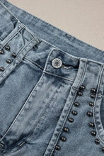Studded Acid Wash Denim Shorts Denim Shorts