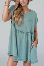 Frill Round Neck Cap Sleeve Mini Dress Casual Dresses