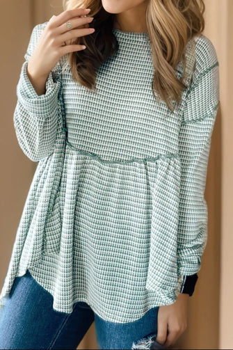 Exposed Seams Round Neck Dropped Shoulder T-Shirt Turquoise