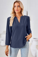 Notched Roll-Tab Sleeve T-Shirt Dark Blue