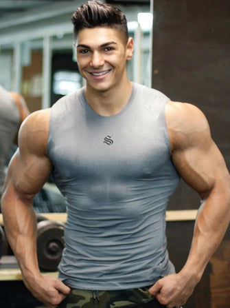 Men's Plus Size Round Neck Tank Gray