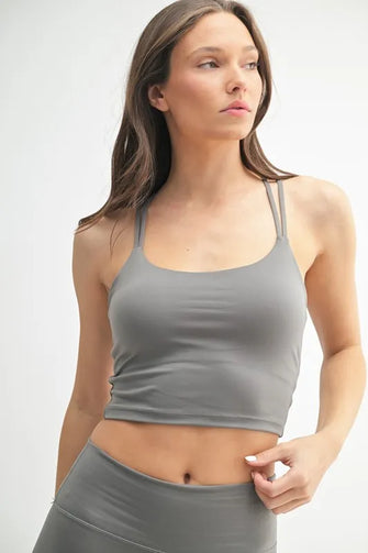 MONO B Venice Cloud Light Crisscross Sports Bra NEW PEWTER