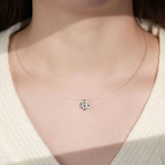 1 Carat Moissanite 925 Sterling Silver Necklace Silver One Size