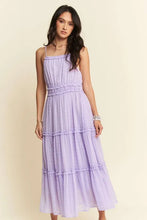 Davi & Dani Texture Swiss Dot Ruffle Square Neck Midi Dress