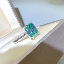 2 Carat 925 Sterling Silver Rectangle Shape Moissanite Ring Rings