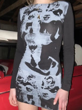 Printed Round Neck Long Sleeve Mini Dress Casual Dresses