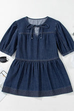 Tie Neck Babydoll Denim Top Woman Denim Tops
