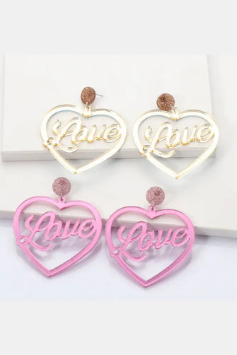 Heart Shape Acrylic Dangle Earrings Earrings