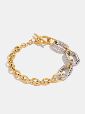 18K Gold-Plated Stainless Steel Chain Bracelet Gold One Size