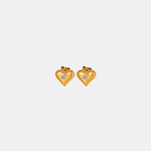 Titanium Steel Zircon Heart Stud Earrings