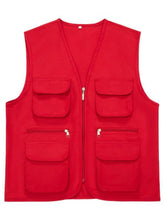 Men's Plus Size Pocketed Zip Up Vest Red