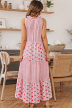Mixed Print Tie-Neck Sleeveless Maxi Dress Woman Maxi Dress