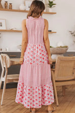 Mixed Print Tie-Neck Sleeveless Maxi Dress Woman Maxi Dress