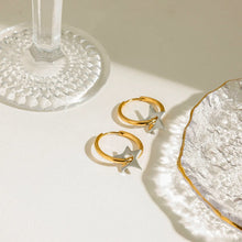 Two-Tone Stainless Steel Star Hoop Earrings