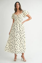 MABLE Polka Dot Puff Sleeve Midi Dress Casual Dresses