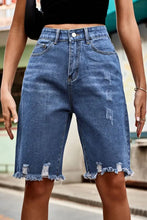 Raw Hem High Waist Denim Shorts with Pockets Denim Shorts