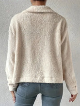 Collared Neck Button Up Jacket with Decorative Pocket Flaps Woman Outerwear