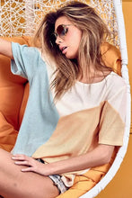 BiBi Round Neck Color Block Short Sleeve T-Shirt Woman T Shirts