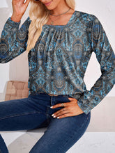 Full Size Square Neck Long Sleeve Blouse Woman Blouses