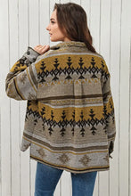 Geometric Collared Drop Shoulder Jacket Woman Outerwear