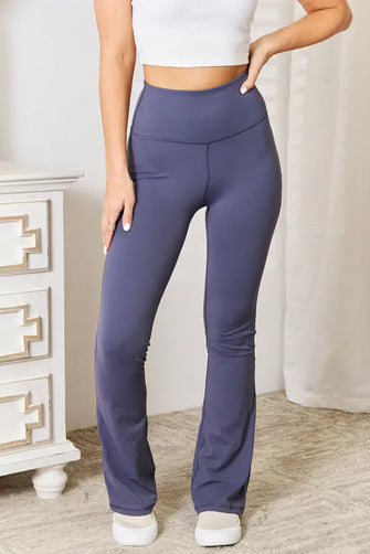 Millennia Basic Bae Wide Waistband Bootcut Sports Pants Dusty Blue Woman Leggings