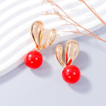 Alloy Drip Oil Bunny Earrings Red One Size