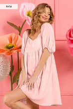 BiBi Washed Linen Tiered Midi Dress with Puff Sleeves ROSE Casual Dresses