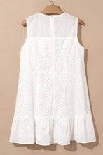 Floral Eyelet Embroidered Sleeveless Shift Dress Woman Dress