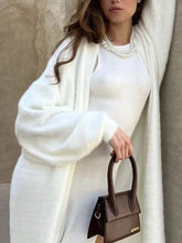 Fuzzy Open Front Solid Color Cardigan Woman Outerwear
