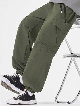 Men's Plus Size Casual Cargo Pants with Multiple Pockets Army Green