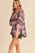 Aemi + Co Side Slit Patch Pocket Plaid Button Down Jacket Woman Outerwear