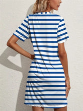 Contrast Striped Round Neck Short Sleeve Dress Casual Dresses