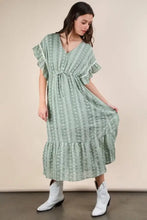 VERY J Embroidered Boho Ruffled Midi Dress Casual Dresses