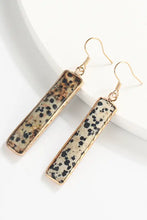 Dalmatian jasper natural stone drop earrings with gold hooks