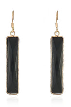 Gold Dalmatian Jasper Stone Drop Earrings with Black Inlay